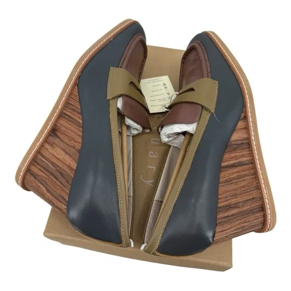 Sanctuary Cadence Leather Penny Loafer Wedge NIB Eco Chic Style 523258 - Picture 7 of 16